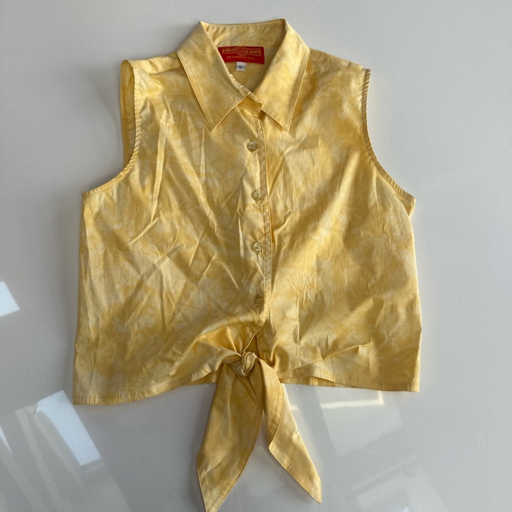 Vintage Tie Front sleeveless Crop Top Small